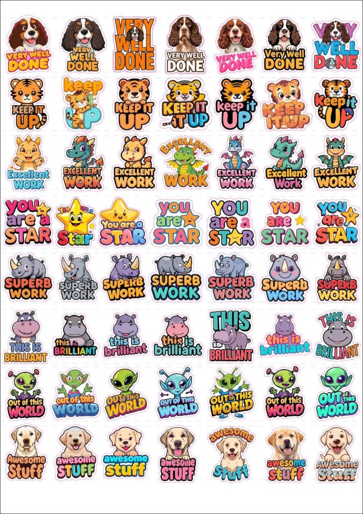 Ready-Made Teacher Stickers - Sheet 1 low-resolution A4 preview