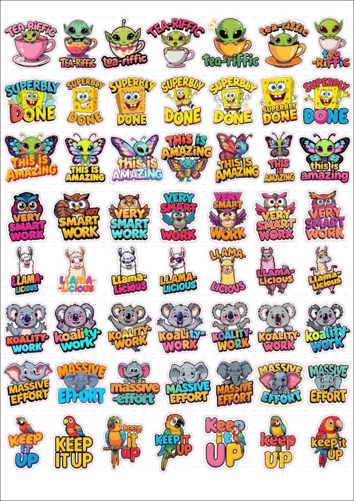 Ready-Made Teacher Stickers - Sheet 3 low-resolution A4 preview