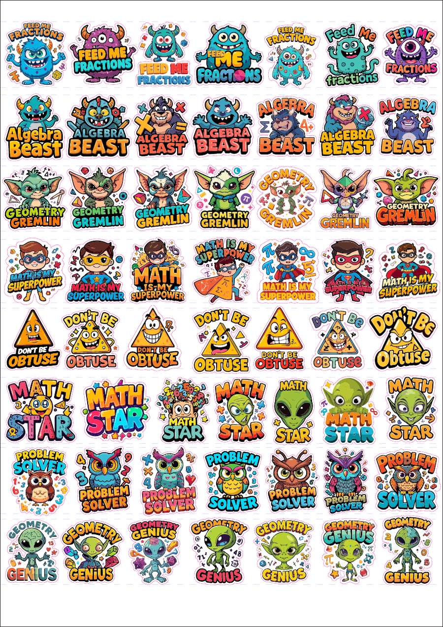Ready-Made Teacher Stickers – Sheet 5 – Maths low-resolution preview